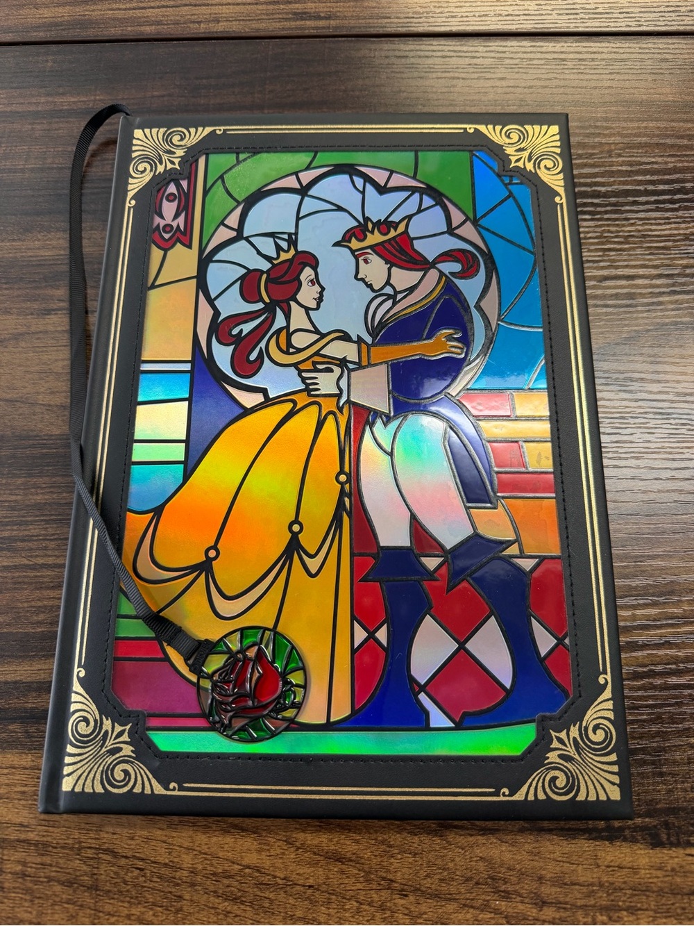 Stained Glass Style Belle & Beast Hardcover Journal - Yellow, Blue, Red